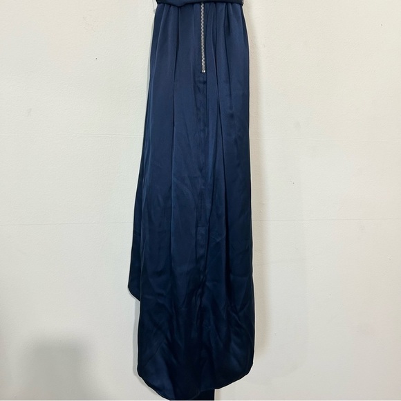 Alice & Olivia Toni V-Neck Navy Satin Hi Low Dress SIZE 4 - Picture 8 of 10